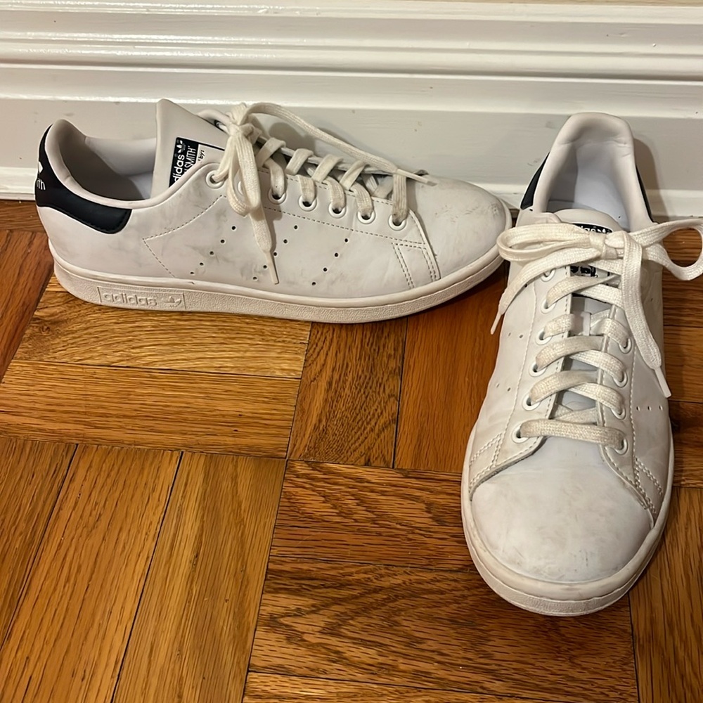 Adidas Stan Smith White and Blue Men’s Sneakers Size 8.5